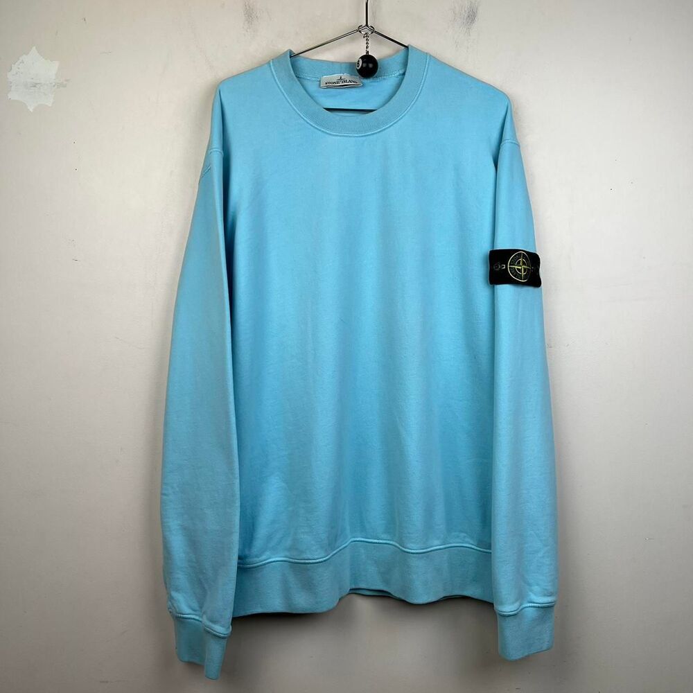 Stone Island Men's Soft Cotton Crew Neck Knit in Turquoise Size 3XL